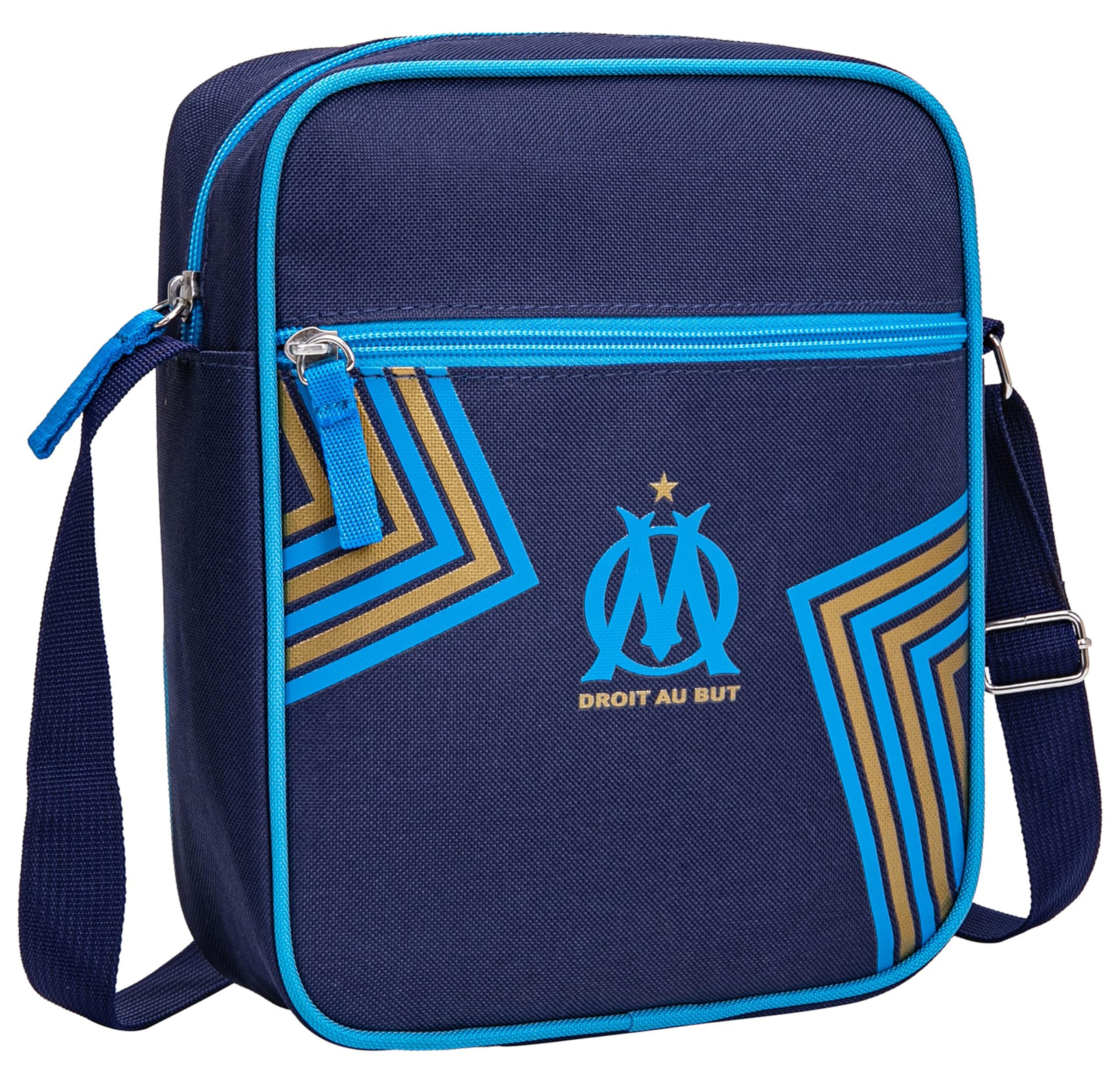 OLYMPIQUE DE MARSEILLE Tasche für Erwachsene - Offizielle Kollektion, Einfarbig, Blu, 25 x 20 x 10 cm, Reißverschluss, Top Handle, Polyester 100%