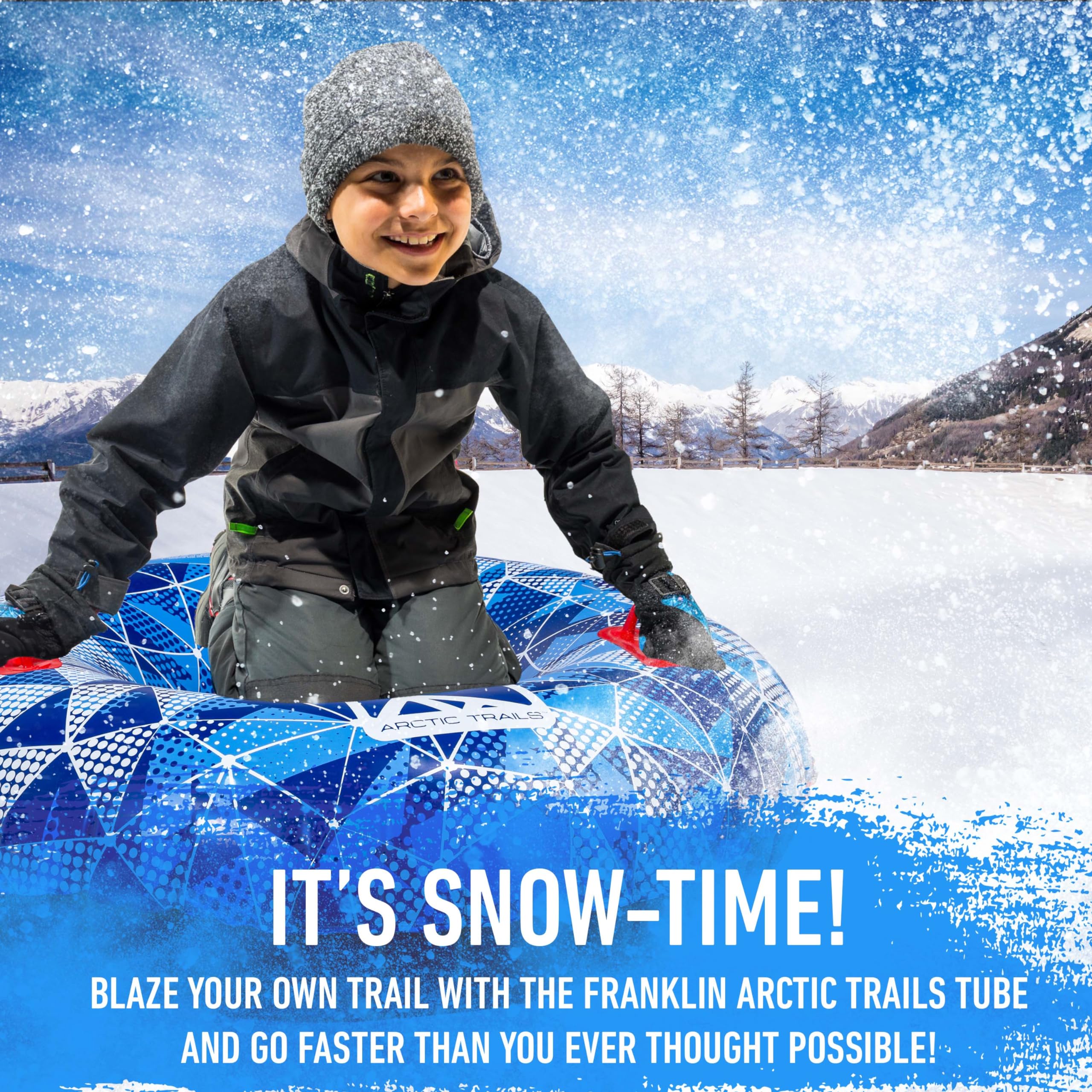 Franklin Sports Snow Tube Sleds - Arctic Trails Inflatable 1 + 2 Person Inner Tubes for Sledding - Single + Double Seat Sled for Kids + Adults