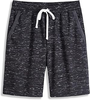 VANCOOGMen’s Casual Cotton Knit Short Drawstring Elastic Jogger Gym Shorts