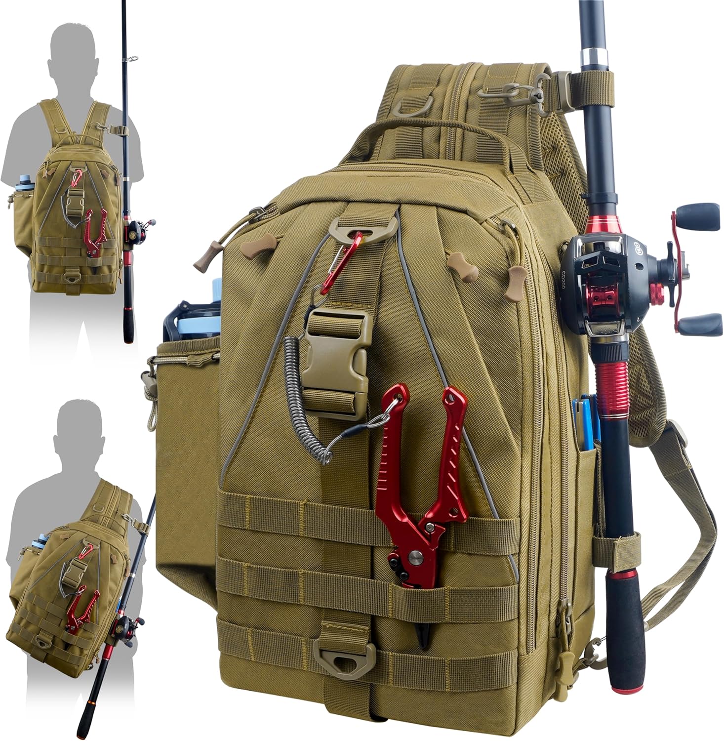 Fishing Tackle Backpack with Rod & Gear Holder Fishing Tackle Bag Waterproof Outdoor Shoulder Bag Gift for Men
