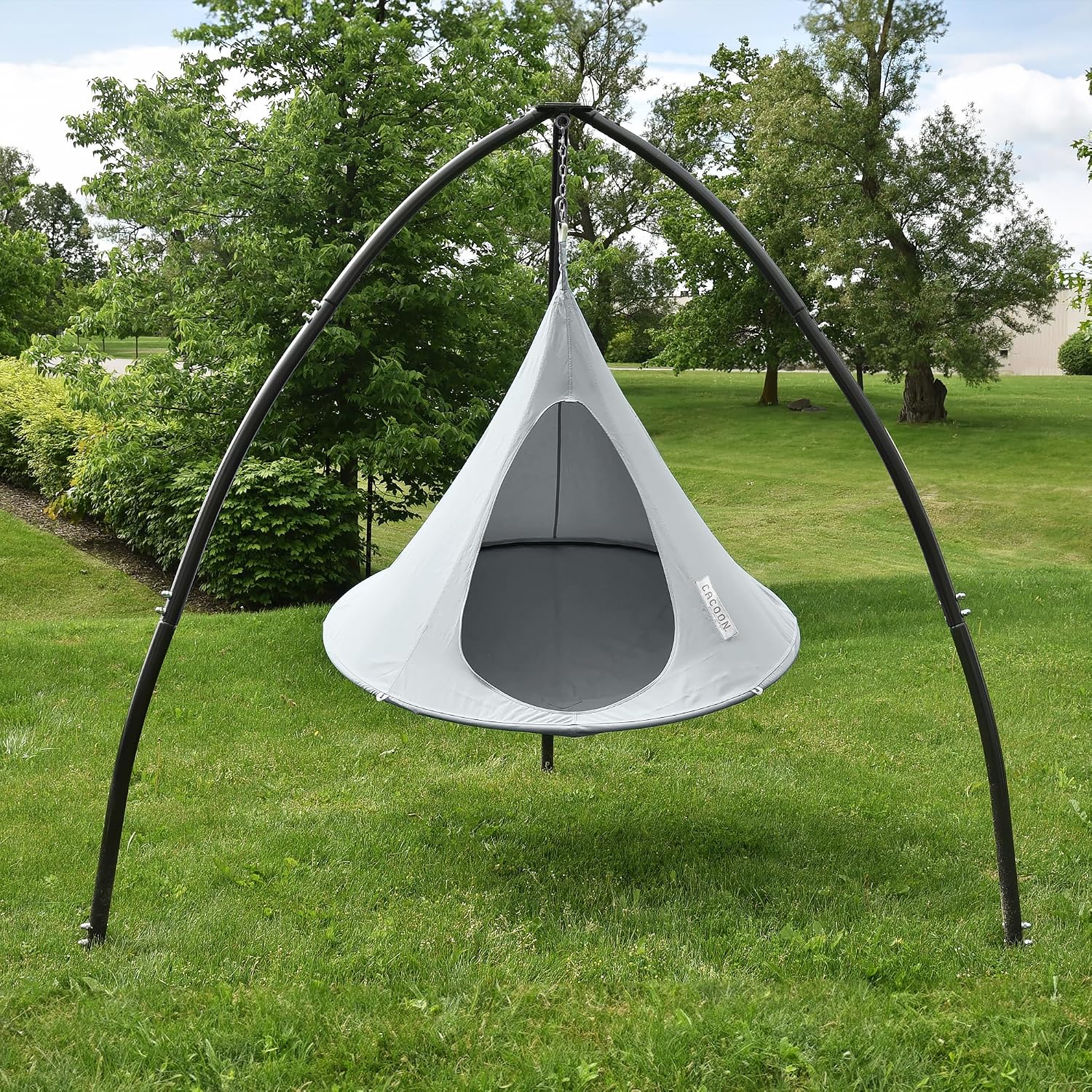 Single Cacoon Hanging Chair – Cozy Indoor/Outdoor Hammock with Polyester Canvas, 440 lb Capacity, Includes 18ft Rope & Carabiner