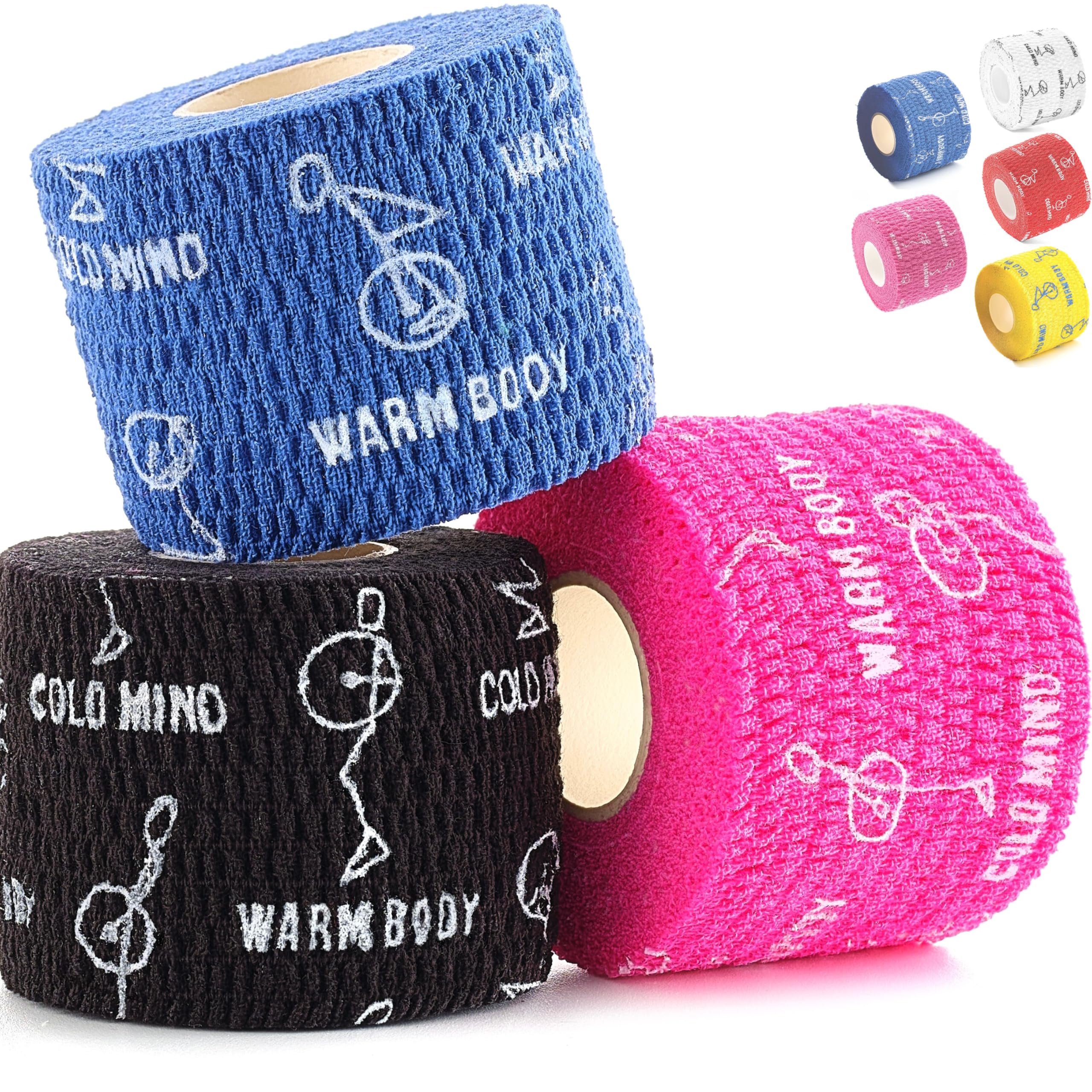 WARM BODY COLD MIND 4,7cm Hook Grip Tape für Gewichtheben - Weightlifting Tape für Crossfit, Krafttraining, Sporttape, Baumwolle Thumb Tape, Daumen Tapen (3 Rollen Mix V2)