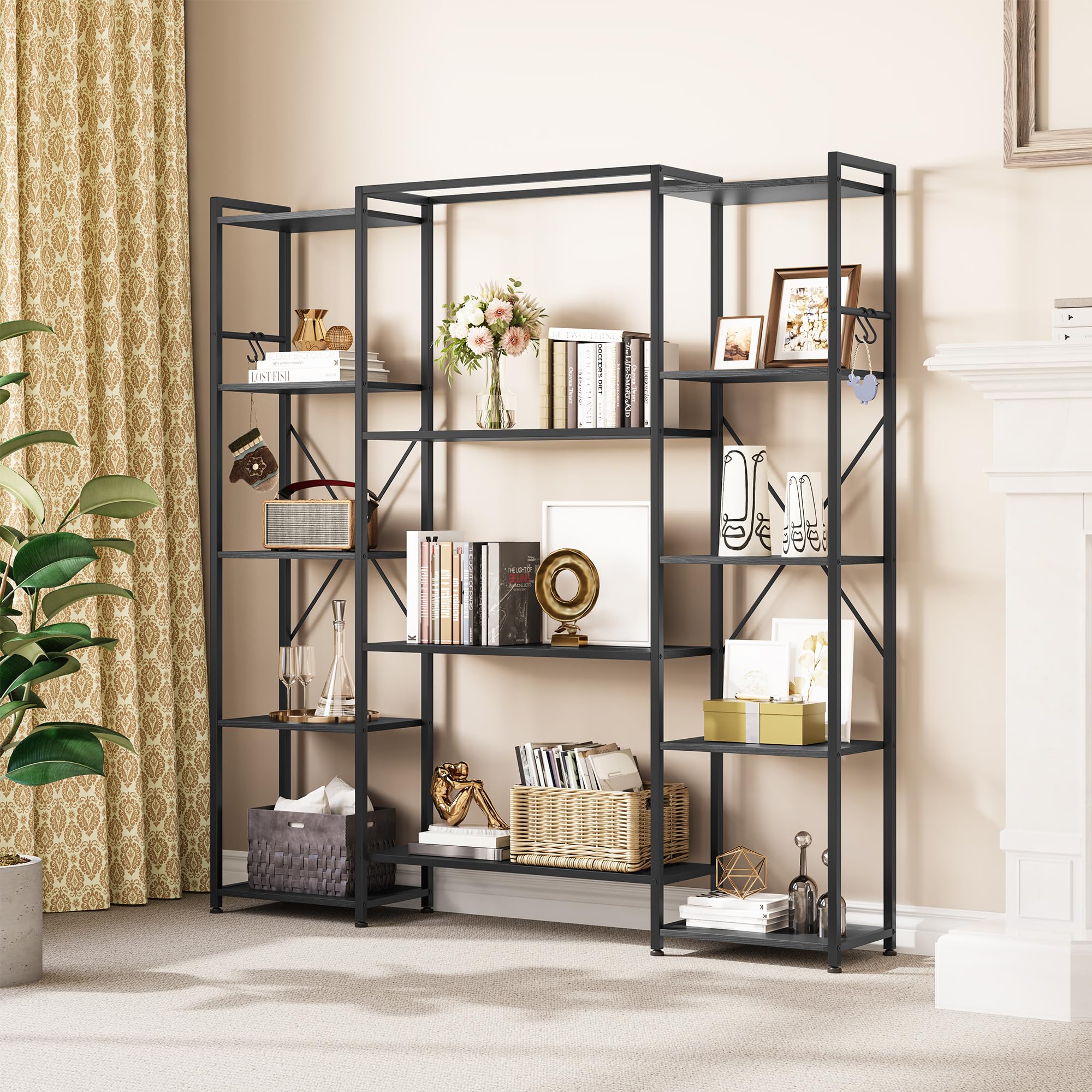 YITAHOME Libreria con 7 ripiani e cassetti, da pavimento a soffitto