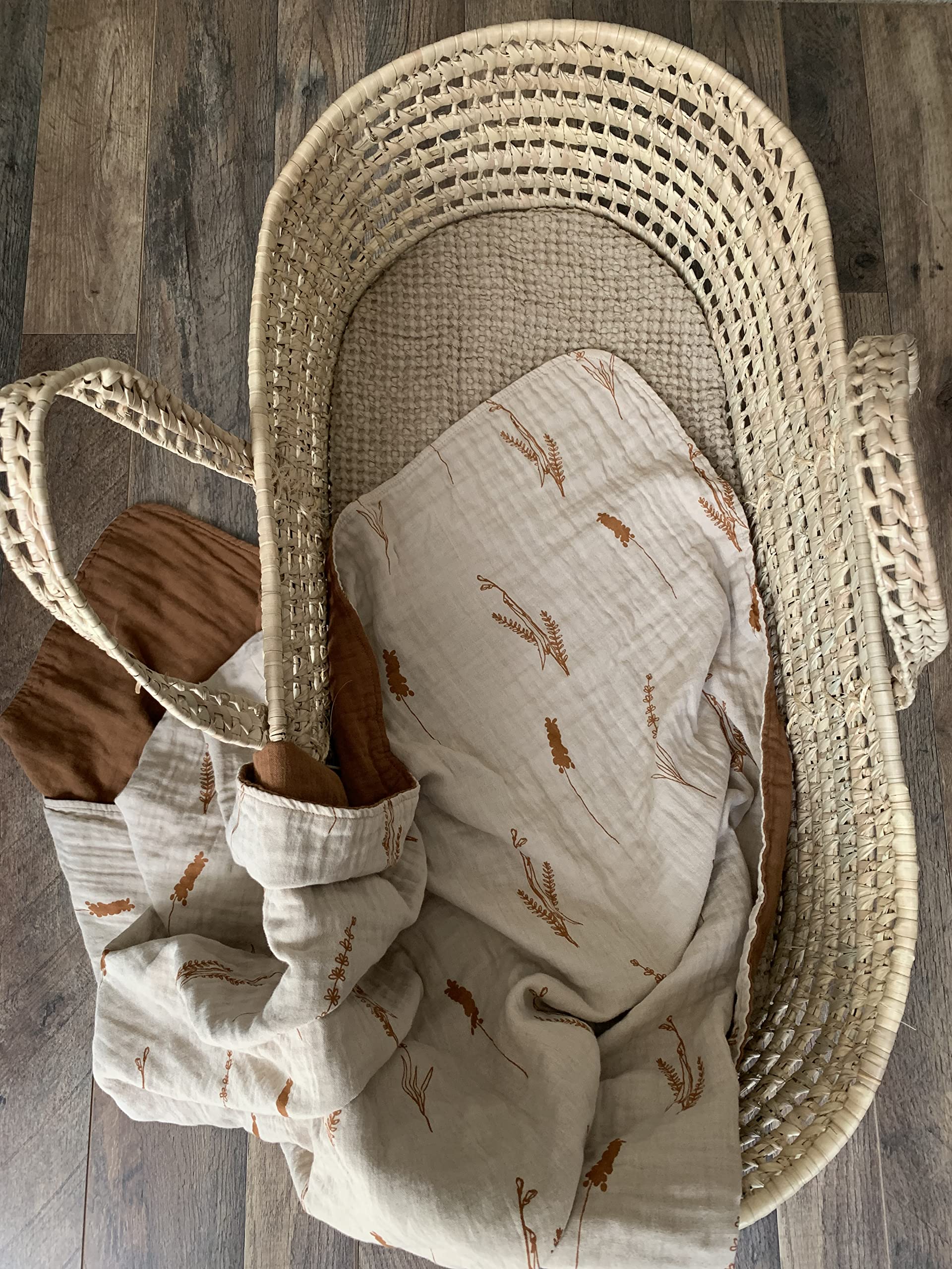 Leyl&Ari Coperta basic per bambini, in cotone biologico, reversibile, per culla, genere neutro (caramello/neutro)