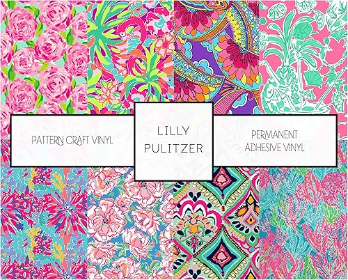 Miniatura 3 de Paquete de 3 vinilos adhesivos permanentes con patrón de Lilly Pulitzer inspirado en flores de coral pastel de 12 x 12 pulgadas (33D2)