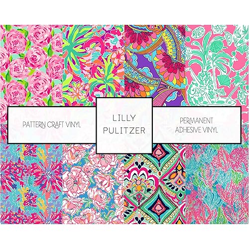 Lilly Patterned Permanent Vinyl Floral Coral Inspired Pastel Coral Adhesive Patterned Vinyl Bundle 12 x 12 inch 3 Sheets