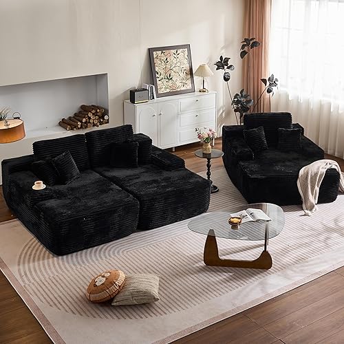 Miniatura 28 de HOOOWOOO Cloud - Sofás seccionales para sala de estar, sofá modular sin montaje, 110 x 79 pulgadas, de pana afelpada, juego de sofá grande
