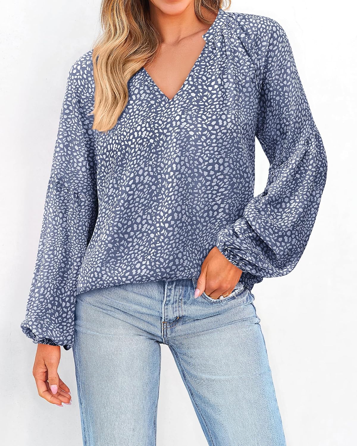 BTFBM Blouses for Women Dressy Casual Floral Summer Boho Tops V Neck Lightweight Long Sleeve Shirts Spring Clothes 2026 - Image 2