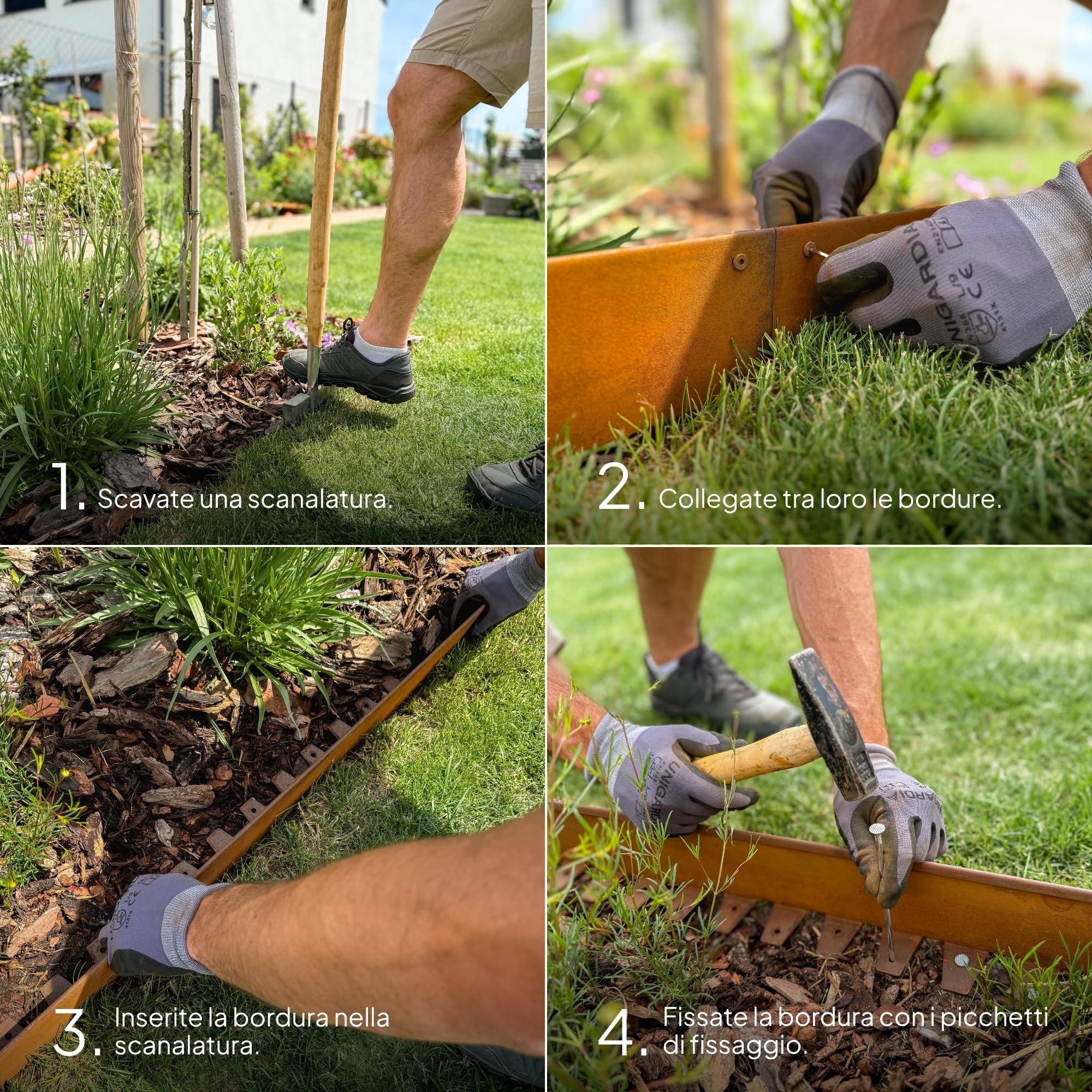 UNIGARDIA Bordura per Aiuola in Acciaio Corten 5 m, Altezza 10 cm