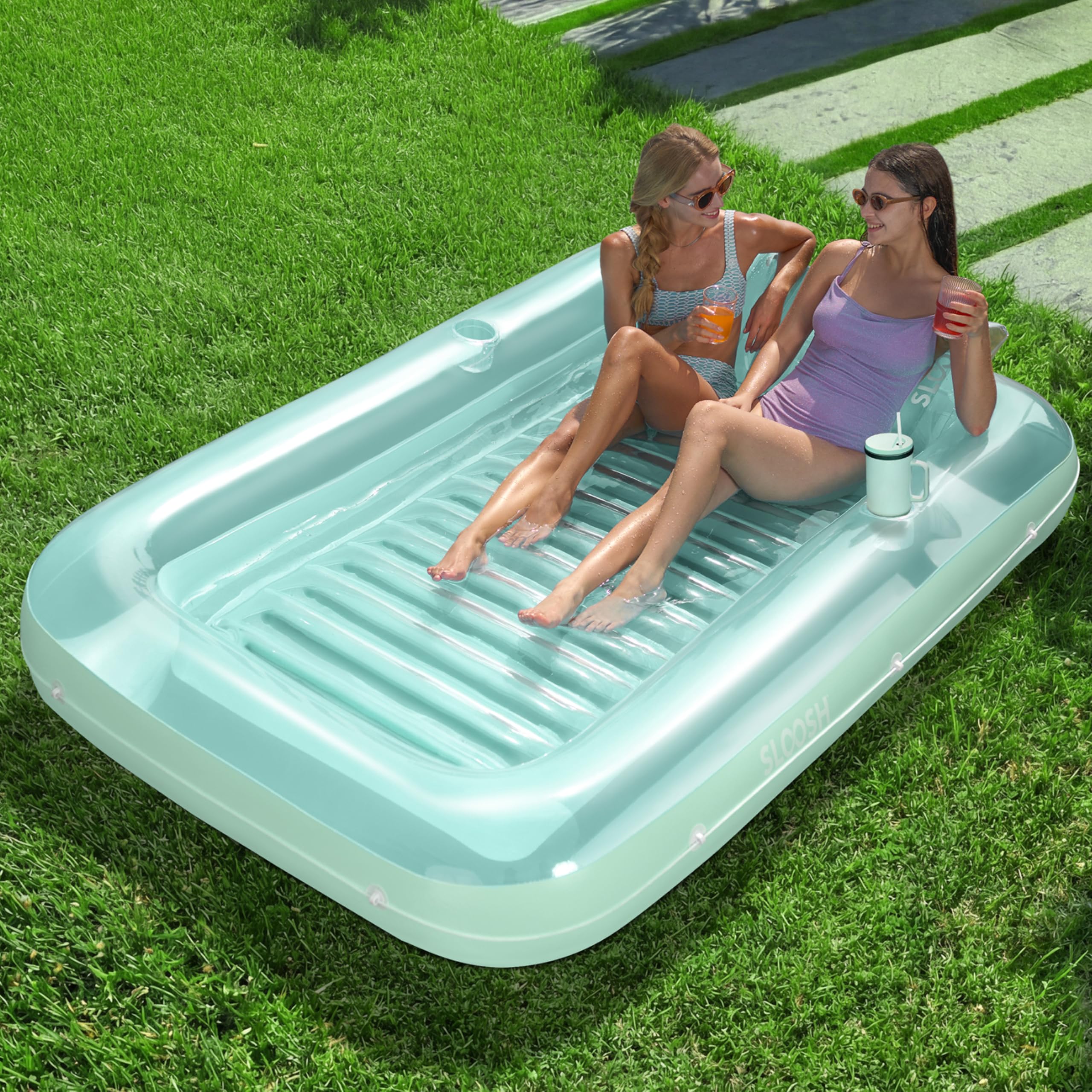 Inflatable Sun Pool, Air Mattress Pool, Sunbath with Removable Cushion, Personal Air Mattress Water for Adults, Summer Fun, Water Party