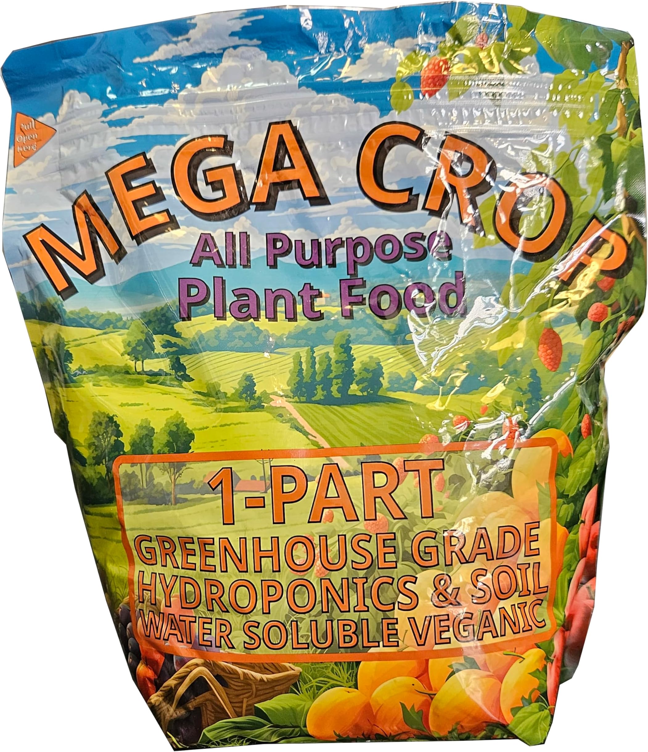 Mega Crop 1-Part Complete Base Nutrient - Hydroponic and Soil Fertilizer for Plants with Organics – Easy to Use for Max harvests - Makes 2000 Liters