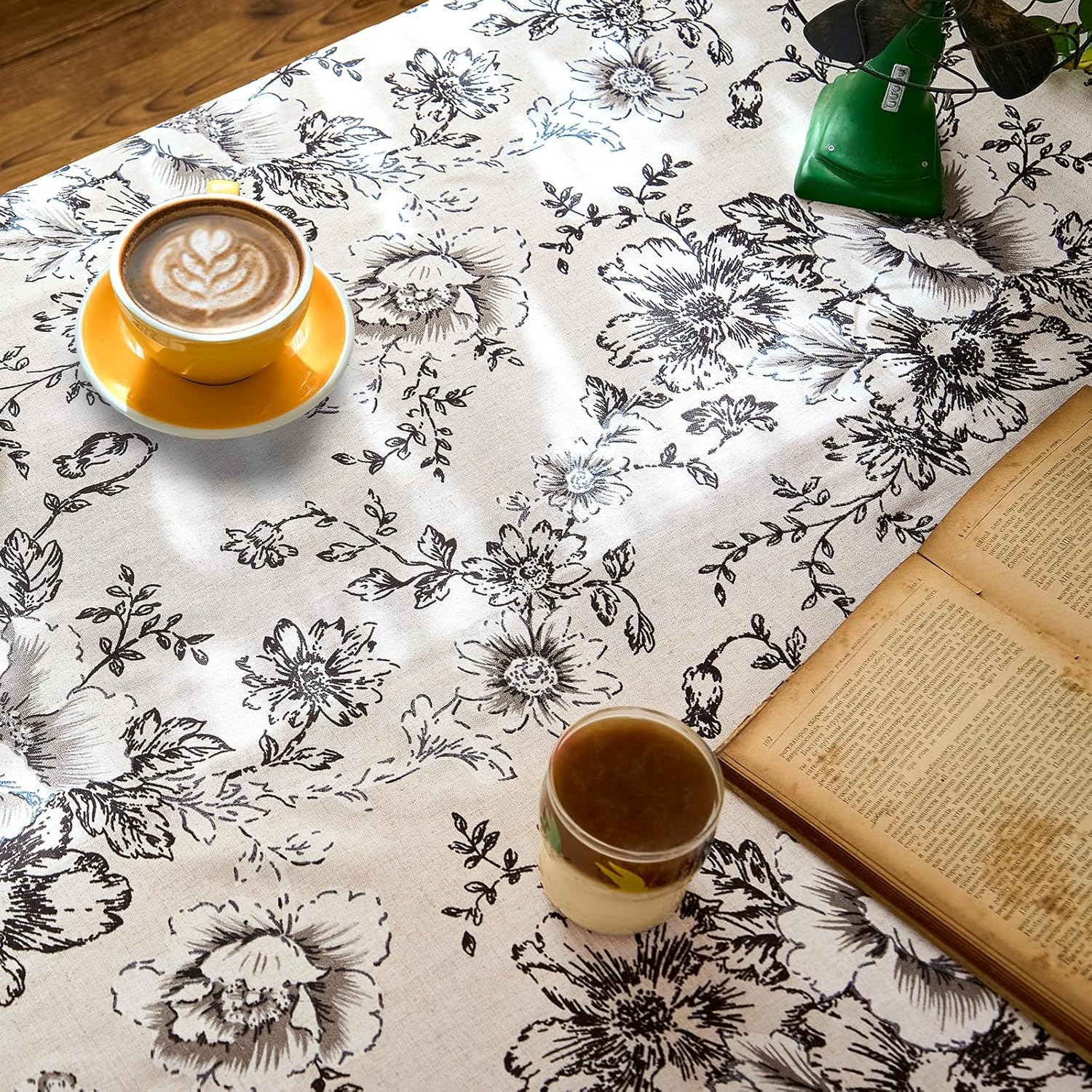 jinchan Linen Table Cloth 52 x 70 Inch with Black Flower Print Farmhouse Beige Linen Blend Cloth for Rectangle Dining Table Washable Cottage Table Cover Home Decor 1 Panel Floral Black on Beige - Image 6