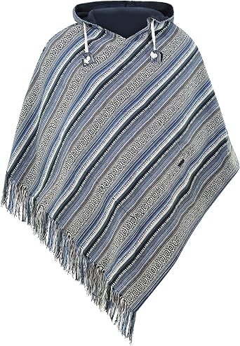 virblatt - Mens Poncho Hooded | 100% cotton & Reversible | Mexican Poncho Men Baja Hoodie Winter Pancho warm Cape Cowboy