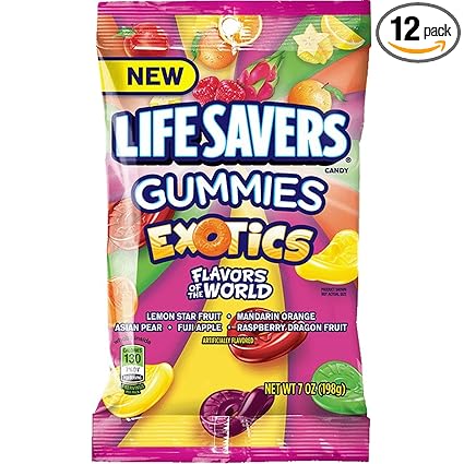 Amazon Com Life Savers Exotics Gummies Candy Bag 7 Ounce 12 Packs Grocery Gourmet Food