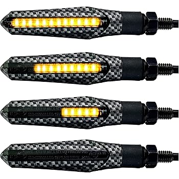 2 Stk Led Motorrad Blinker Laufeffekt Schwarz Carbon Lauflicht Sequentiell Motorradblinker Simdapro Universal E Prufzeichen Wasserpruf Ip67 Ece V5 Super Optik Und Schon Hell Amazon De Auto