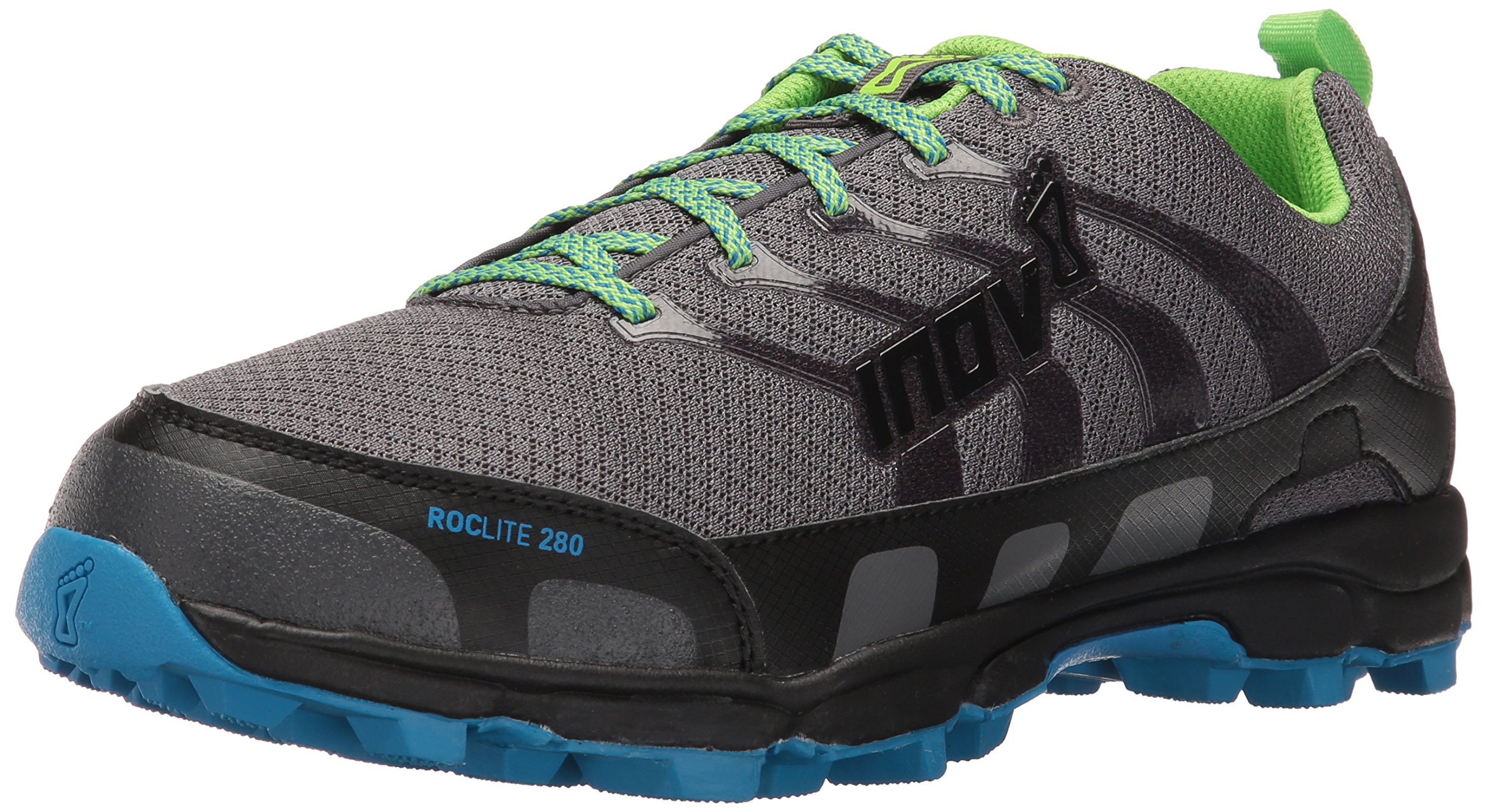 Inov-8 Men's Roclite 280 Trail Runner, Dark Green/Grey/Blue, 11.5 E US