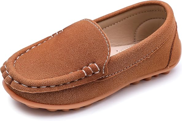 Femizee Boys Girls Loafers, Slip-On Kids Dress Moccasins, Faux Suede and PU Leather Driving Shoes for School Uniform Wedding Party, Toddler/Little Kid