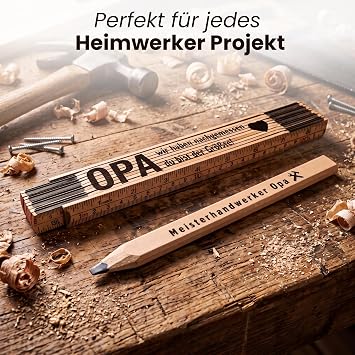 Grandpa Gift Set (Bottle Opener Ruler Pencil & Keychain) Gifts for Grandfathers Birthday Gift for Men Grandpa Gift