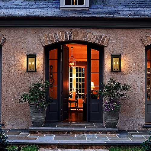 Miniatura 7 de Oupavocs Luces de pared para exteriores con vidrio transparente luces de porche exteriores negras para montaje en pared aplique de pared al aire