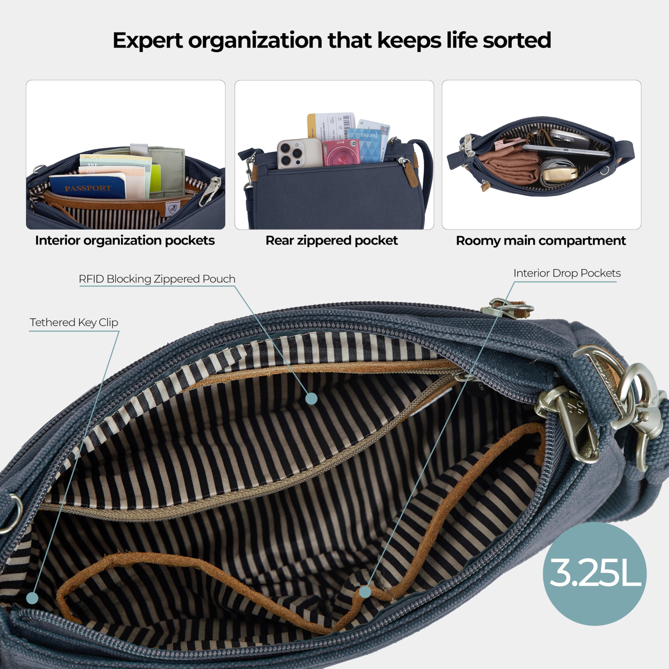 Travelon Travelon Anti-theft Heritage Saddle Crossbody Umhängetasche