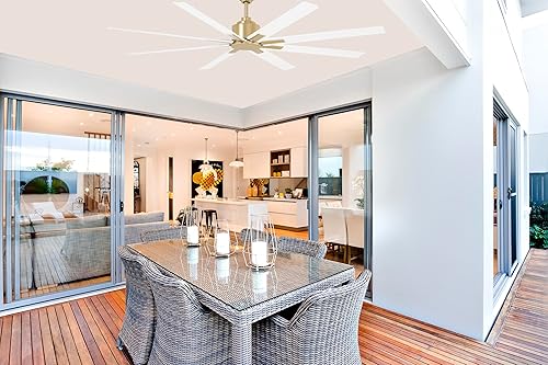 Miniatura 6 de MINKA-AIRE F896-65-SBR/WHF Xtreme H2O Ventilador de techo para exteriores con motor de CC de 65 pulgadas con control remoto en acabado de latón