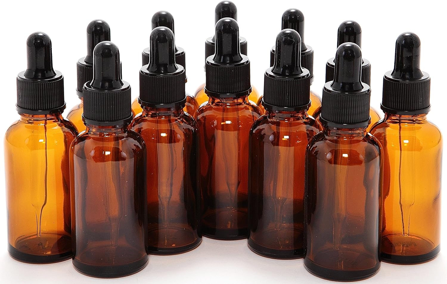 Vivapex 1oz Amber Glass Bottles with Glass Eye Droppers Set