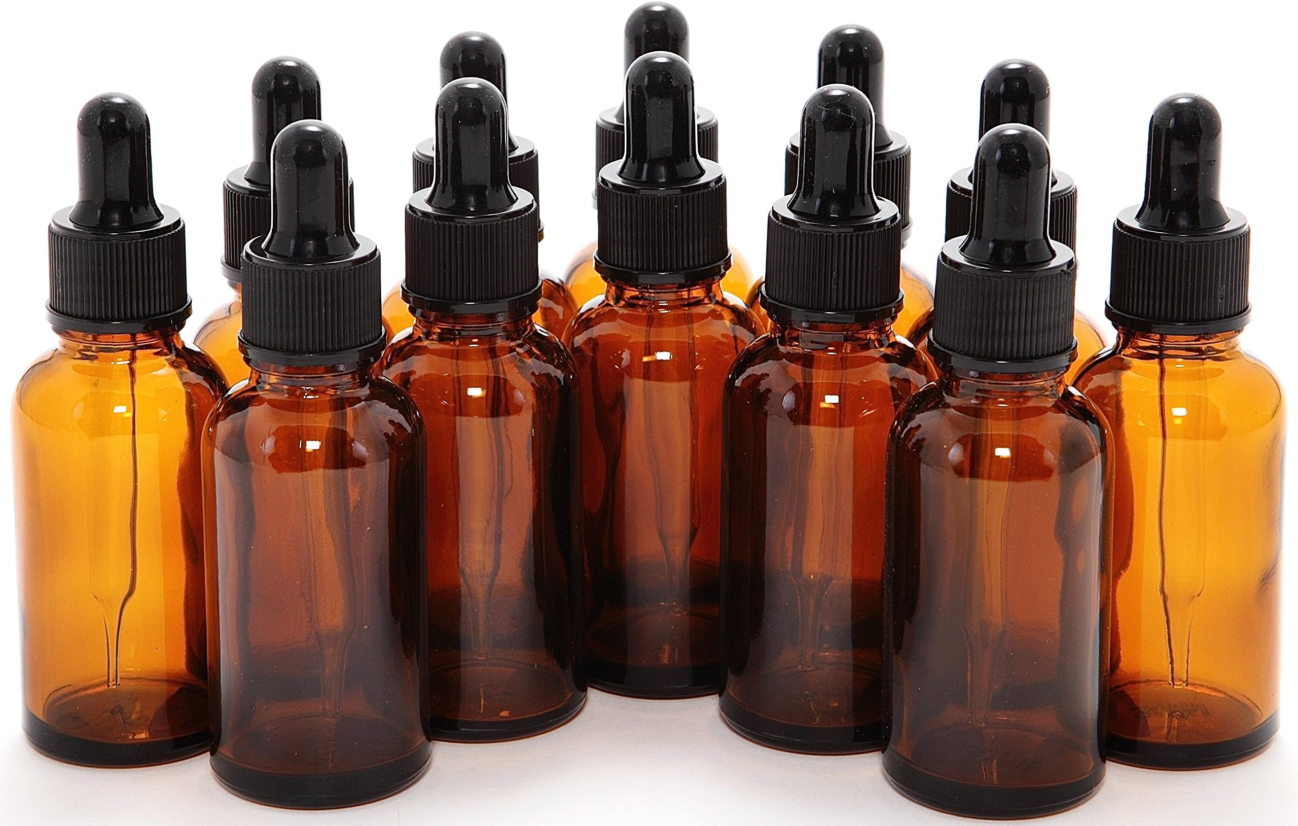 Vivaplex 12, Amber, 1 oz Glass Bottles, with Glass Eye Droppers, 12 count (pack of 12)