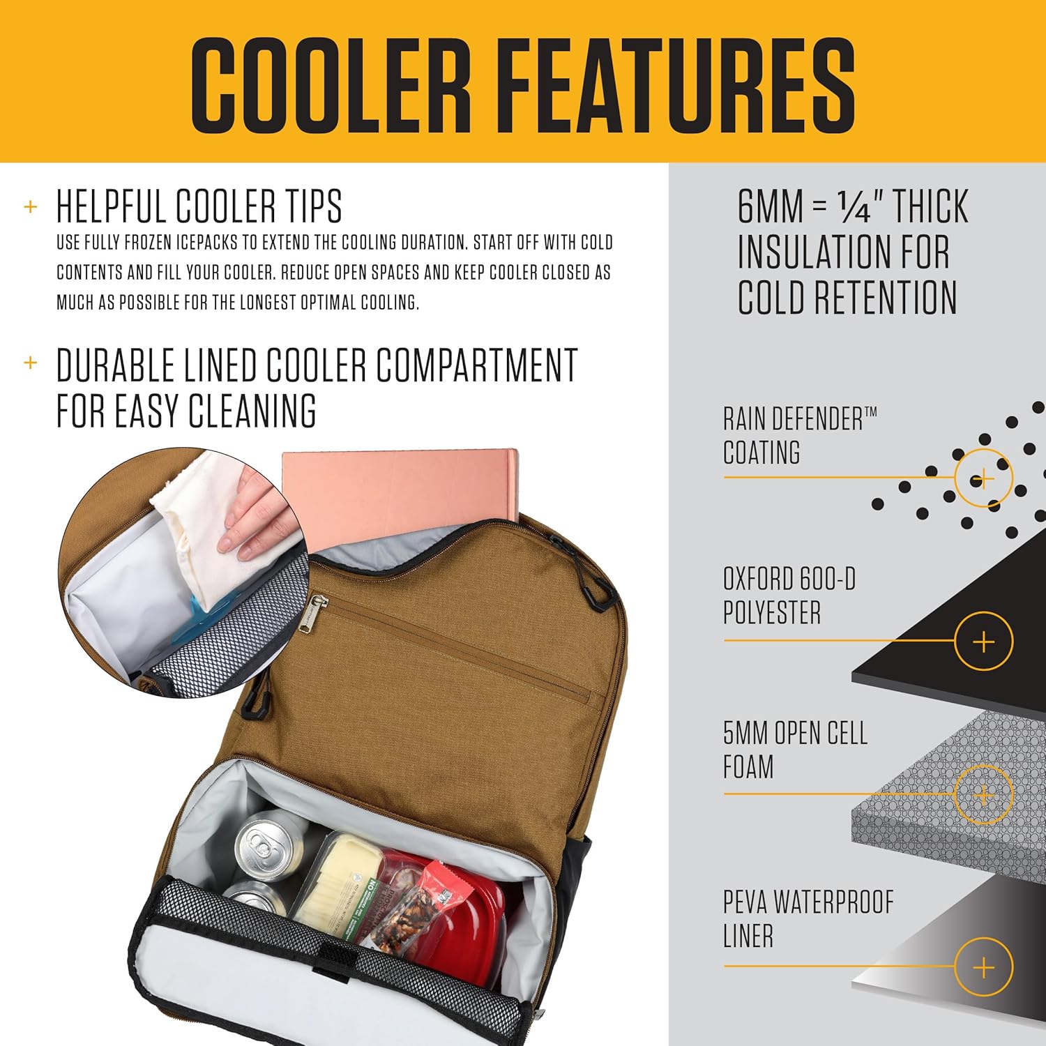 Carhartt Insulated Two Compartment Cooler, Durable Water Repellent Material W/Front Zippered Pocket for Camping, Beach & Travel