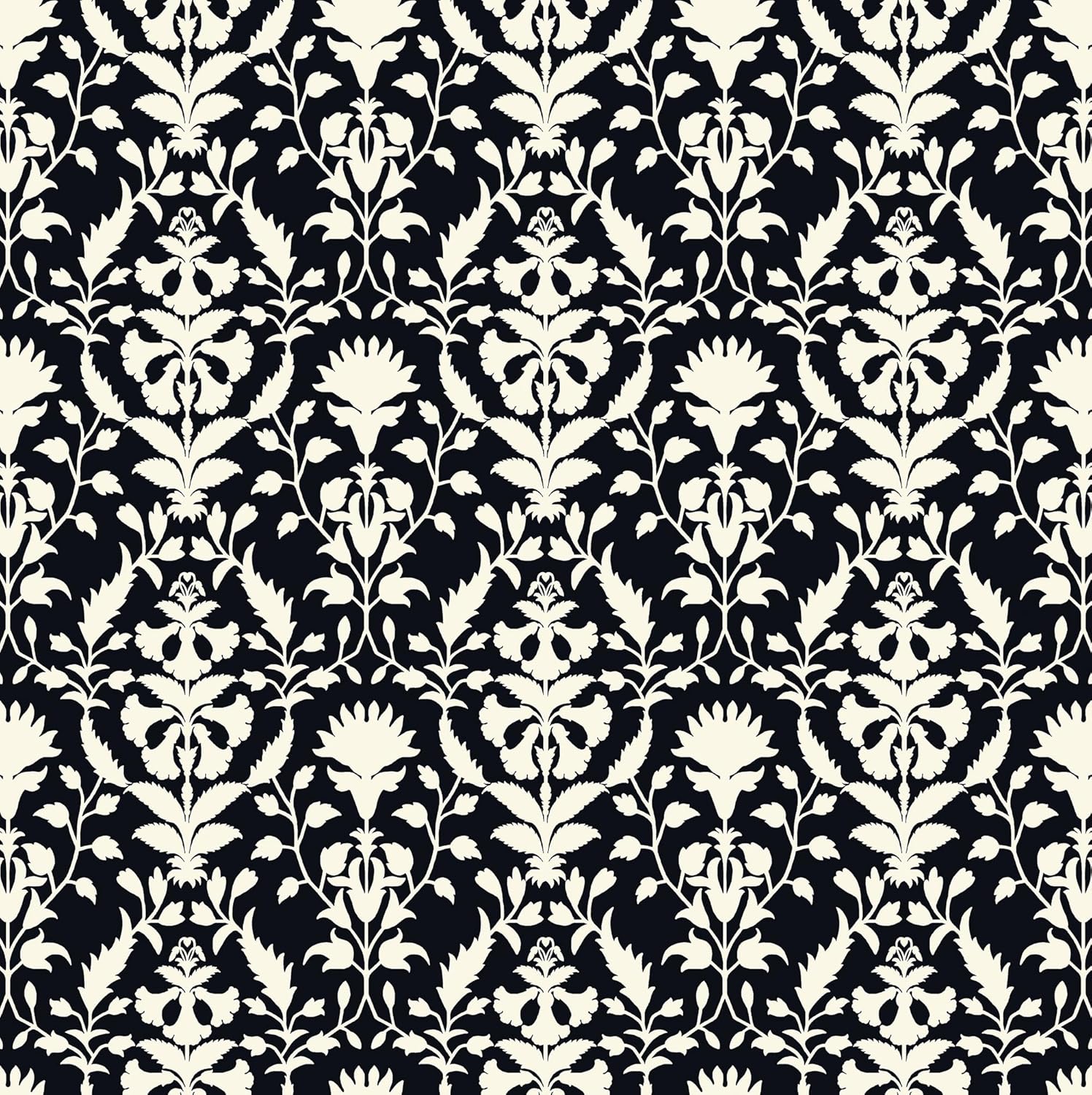 Surface Style - Peel and Stick Wallpaper, Floral Wallpaper for Bedroom, Powder Room, Kitchen, Self Adhesive, Vinyl, 30.75 Sq Ft Coverage (Peacefulness Collection, Noir)