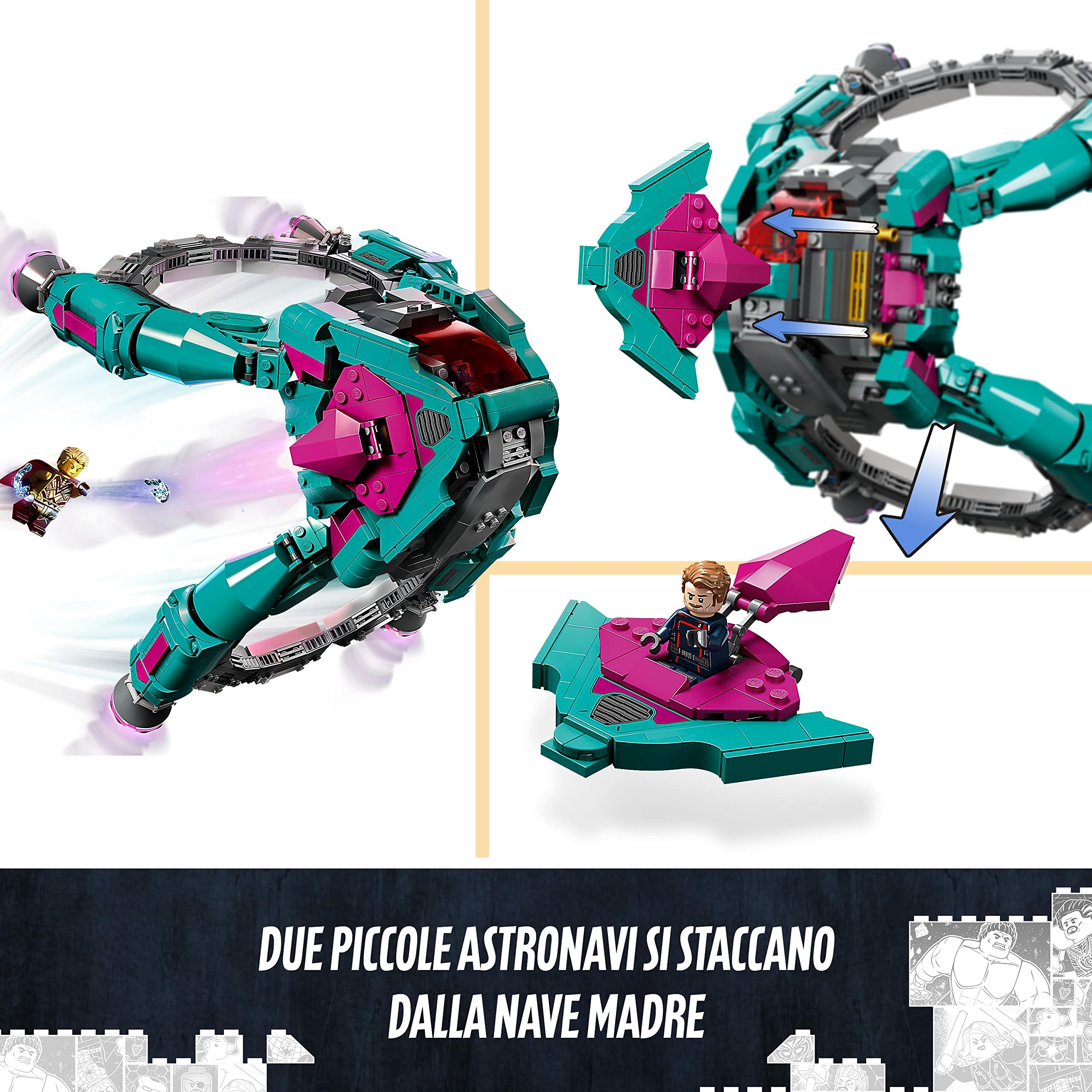LEGO 76255 Marvel L’Astronave dei Nuovi Guardiani, Giocattolo da Costruire dei Guardiani della Galassia Volume 3 con Minifigure di Mantis, Drax e Star-Lord