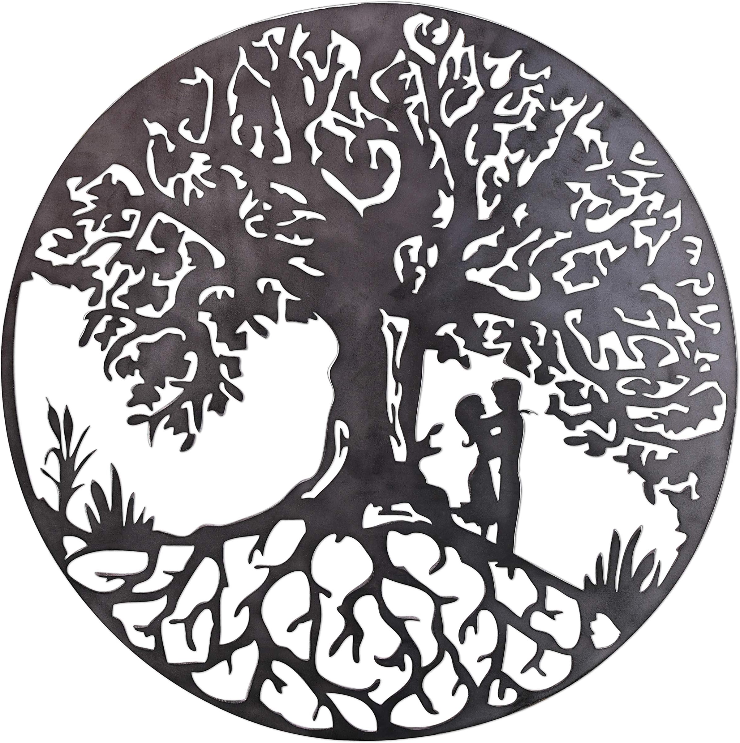 Tree of Life with couple, people solid steel metal wall art, gift, present, anniversary (50cm)