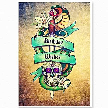 Carte D Anniversaire Tatouage Carte D Anniversaire Gothique Carte D Anniversaire Alternative Carte Gothique Amazon Fr Fournitures De Bureau