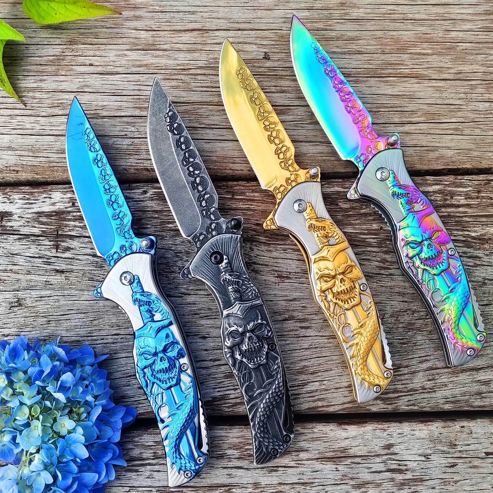 Produktbild von Vividstill Klappmesser Blauer Drache - EDC Taschenmesser Für Outdoor