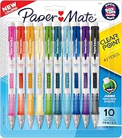 Paper Mate Clearpoint Mechanical Pencils 0.7mm HB #2 Lead, 10-Pack Assorted Colors - Side Click, Comfort Grip, Jumbo Eraser for School & Office
