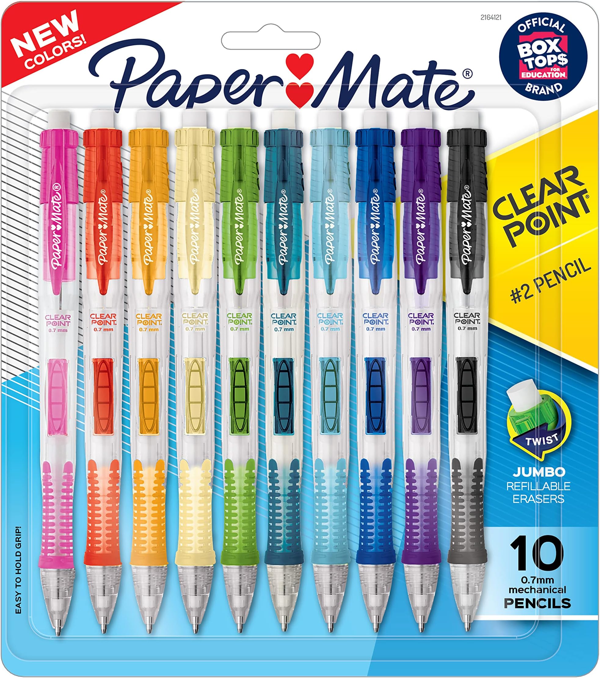 Paper Mate Clearpoint Mechanical Pencils 0.7mm HB #2 Lead 2 Pencils Assorted Barrel Colors Back to School Teacher Supplies Drawing Sketch
