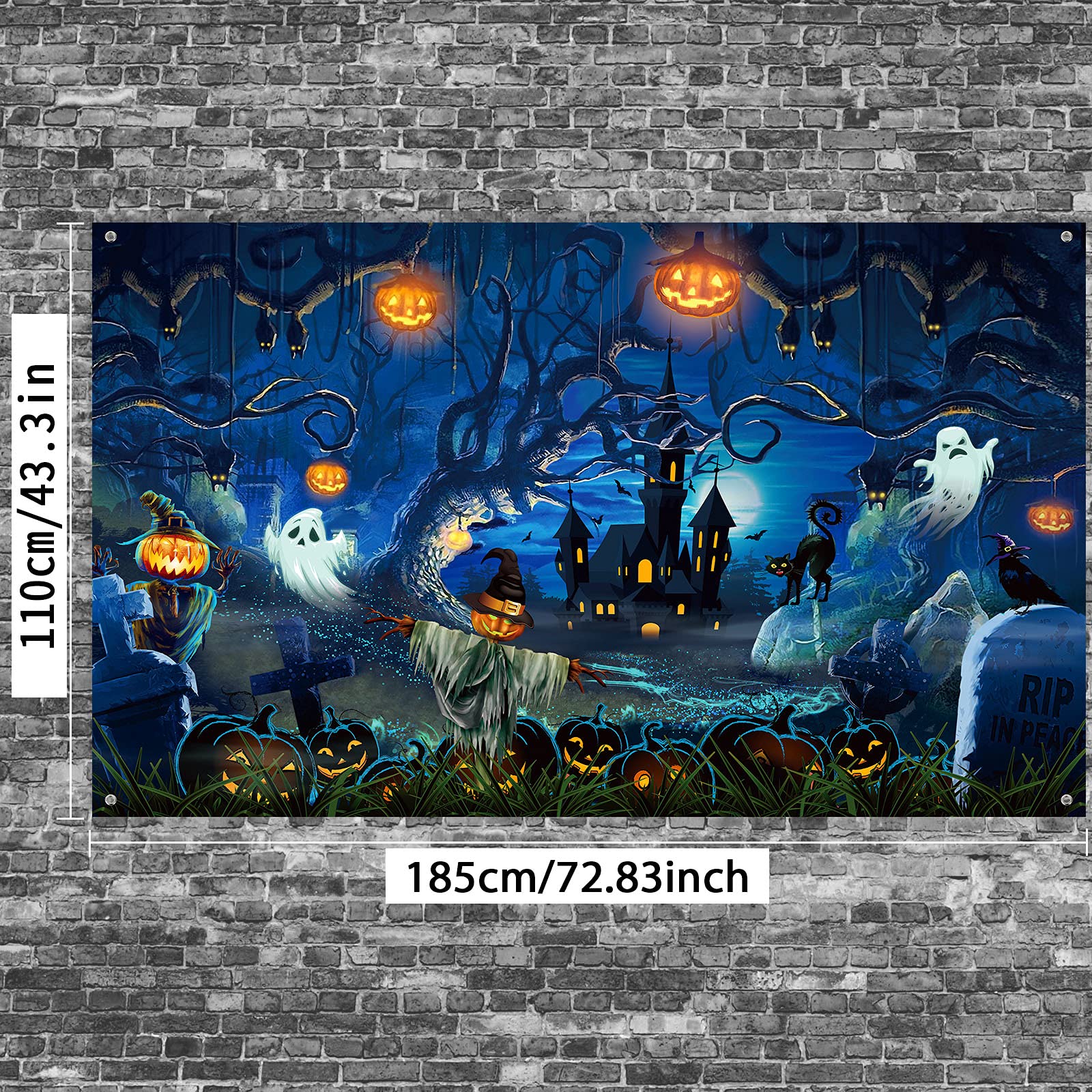 Halloween-Hintergrund 3 X 2,4 M – Gruseliger Friedhof Mit Hexe, Grabsteinen & Mond, Vinyl, Für Fotoshootings & Partys