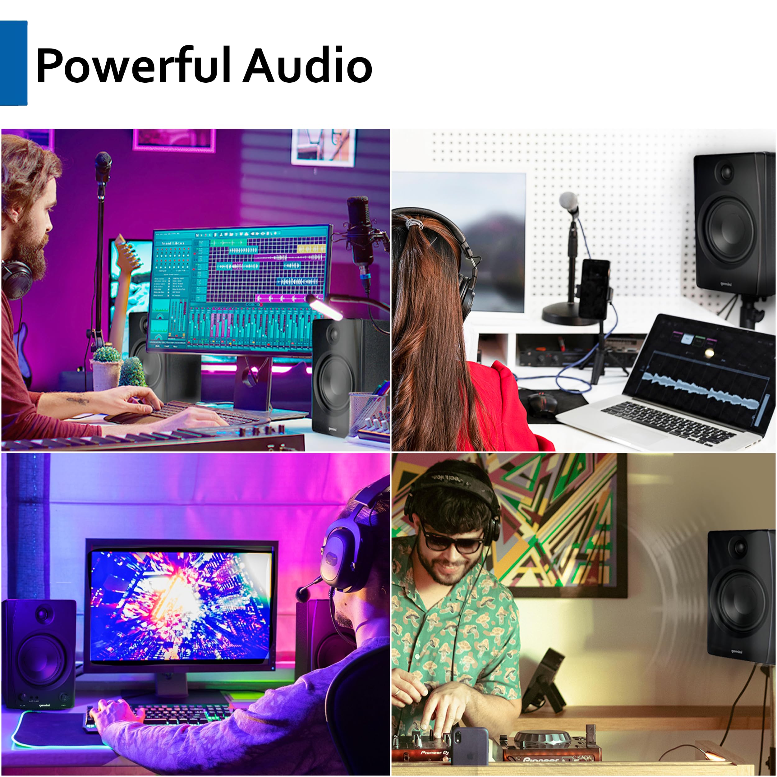 Gemini Sound SMX-5BT Altoparlanti per monitor da studio da 5 pollici con Bluetooth, potenza di picco 200 W, ingressi TRS/RCA/AUX, sintonizzazione acustica, coppia attiva/passiva per studio domestico