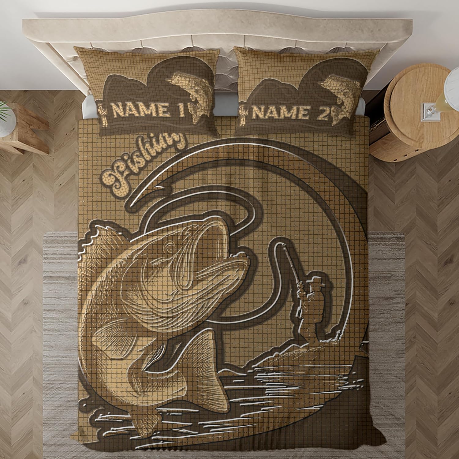 ThuhaTree Store Personalized Bass Fishing Bedding Set – Bass Fishing Theme for Lovers