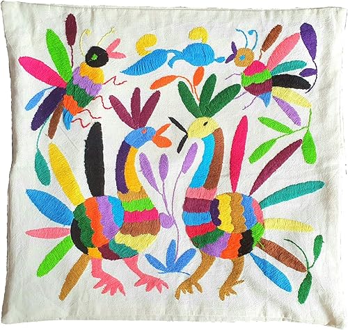 Miniatura 3 de ALKIMIA INC Funda de almohada mexicana hecha a mano con bordado auténtico Otomi Tenango