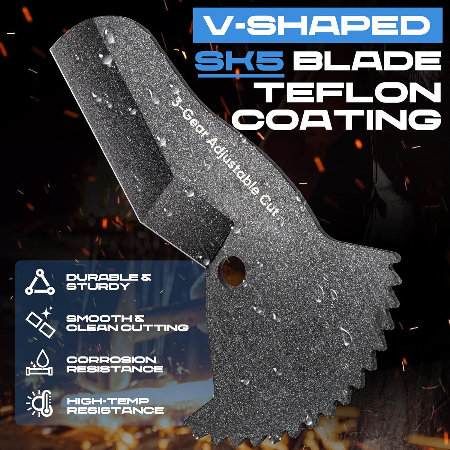 3-Gear Adjustable Heavy Duty PVC Pipe Cutter, Cuts Up to 2-1/2, Aluminum Alloy Ratcheting Tubing Cutter Tool for PEX, PVC, CPVC, PE, PP, Rubber Hose, Fit for Home Repairs and Plumbing work