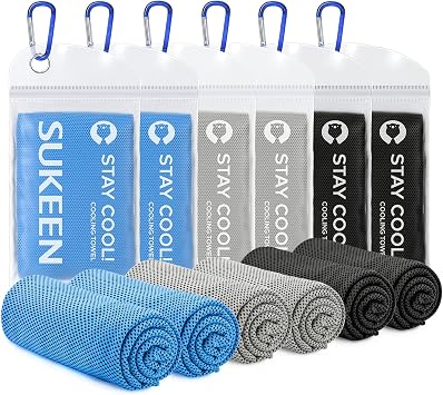 Sukeen Cooling Towels for Neck and Face (40 x 12), Cooling Towel 6 Pack, Microfiber Best Sports Cooling Cool Towels for Hot Weather, Soft Breathable Cooling Towels for Sweat Athletes Men Women