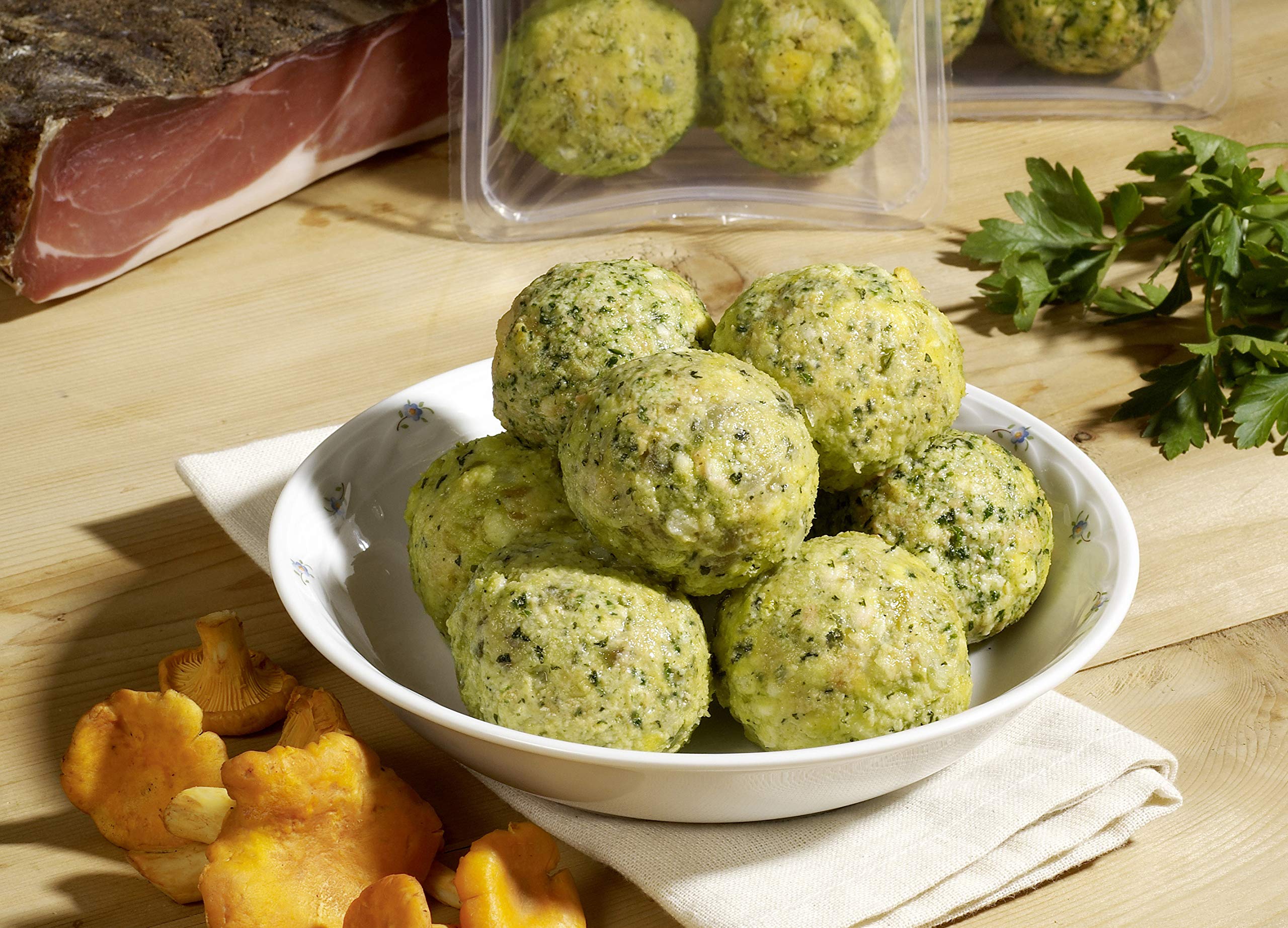 GUSTOS - 3 Packungen Spinatknödel, die leckere und gesunden grünen Knödel von Gustos, jeweils 4 Stück. Mit 27% Spinat, nach traditionellem Rezept hergestellt