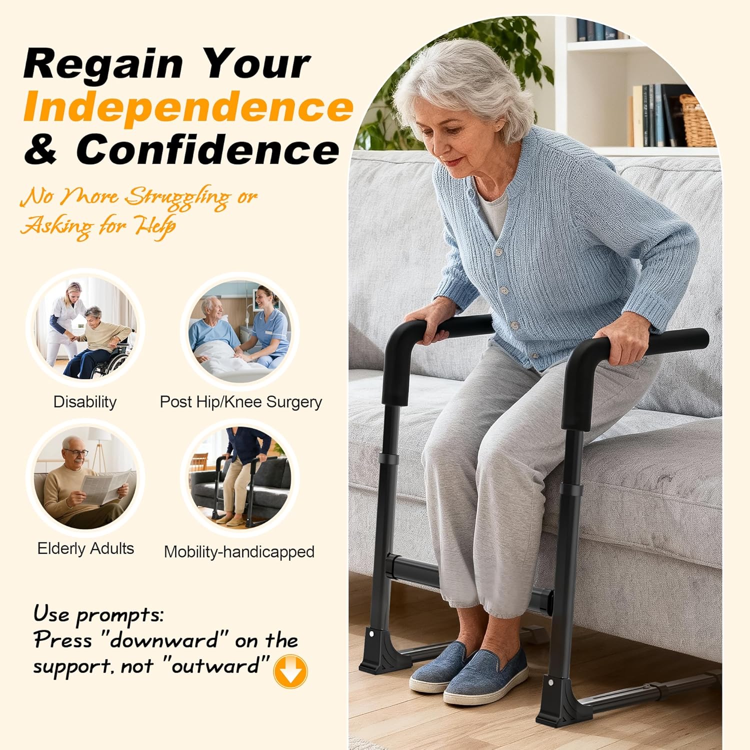 Couch Stand Assist for Elderly, Adjustable Chair Assist for Elderly Sit to Stand, Heavy-Duty Senior Lifting Devices & Standing Aids for Seniors, 400lbs Capacity, Black