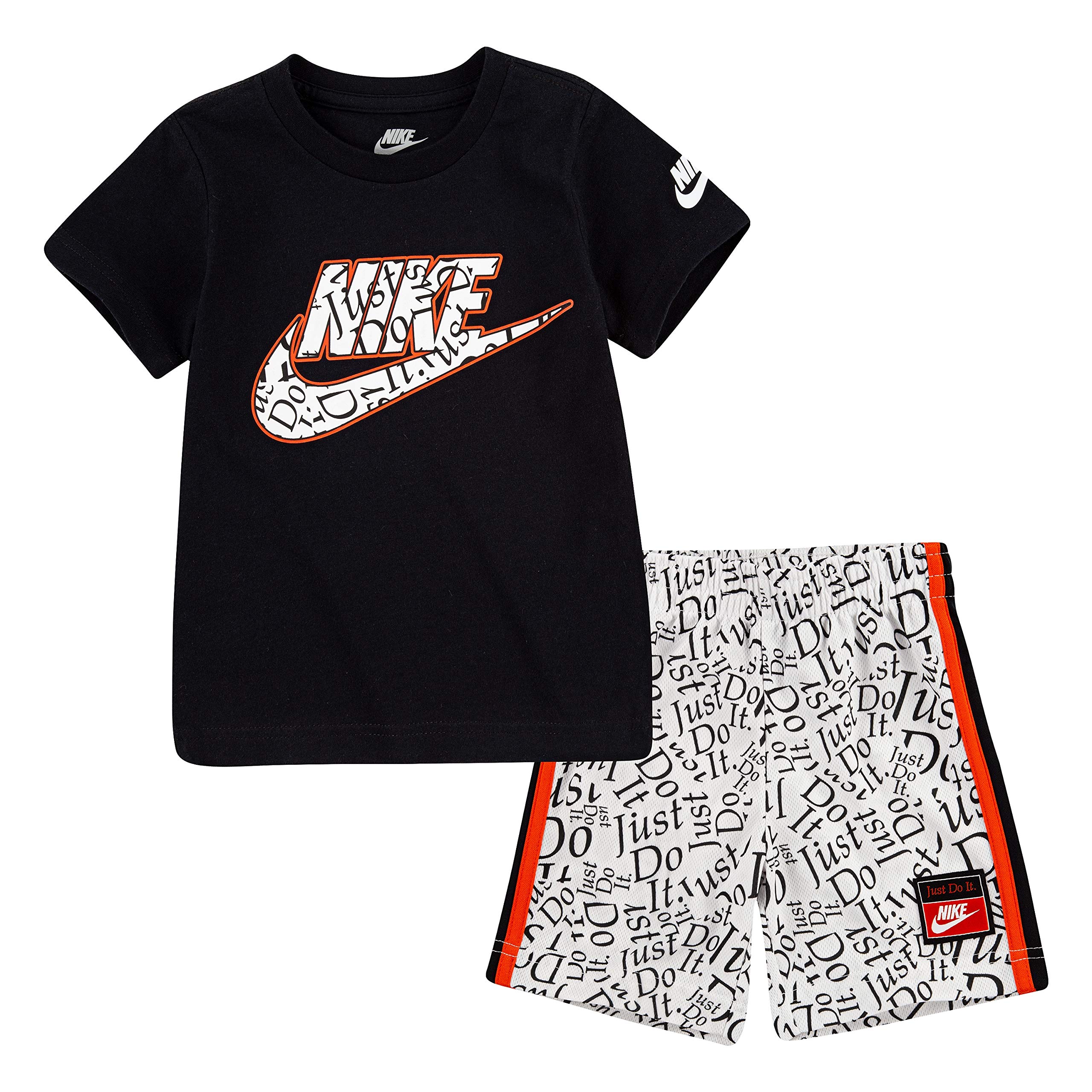 Nike Boy's Cotton JDI T-Shirt and Shorts 2-Piece Set Baby Toddler Suit (76G033-001_White_4T)