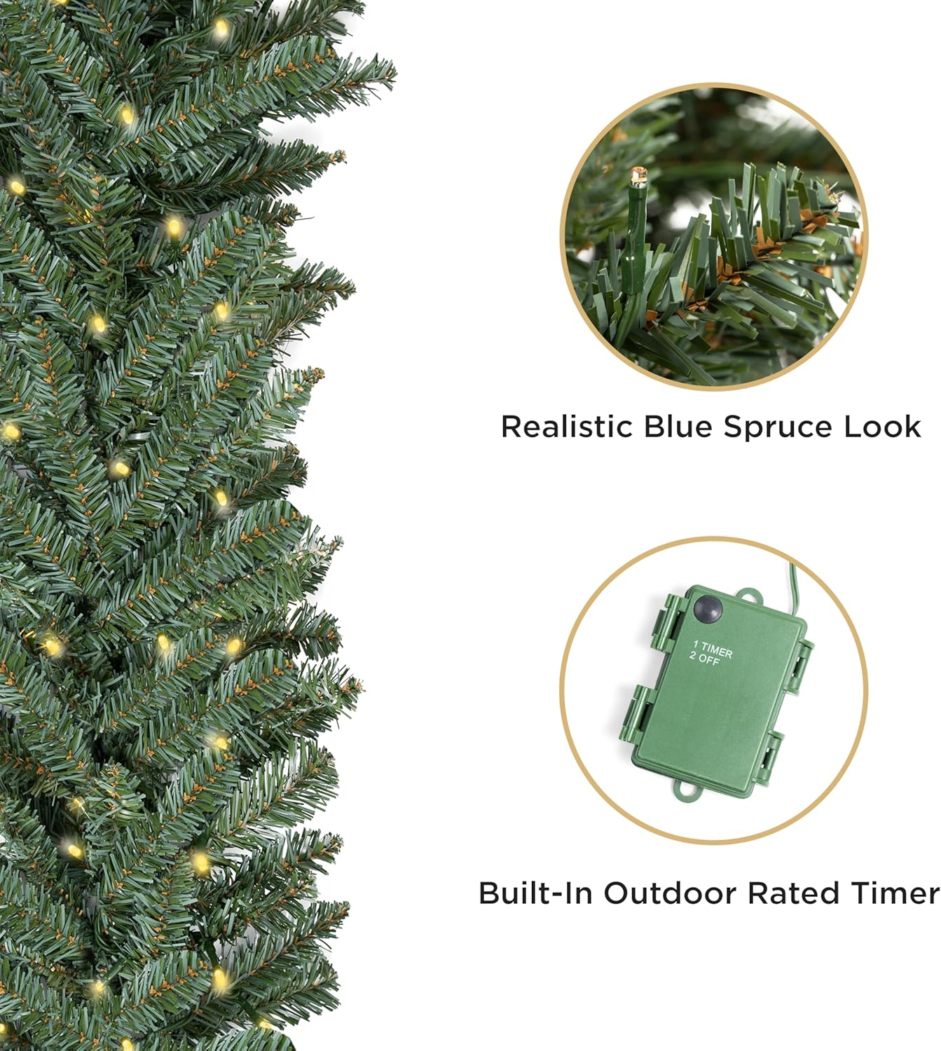 Papyrus 2 Pack of 9 ft Pre-Lit Blue Spruce Garland, Artificial, Warm White Light, Battery Powered, Indoor/Outdoor - Image 4