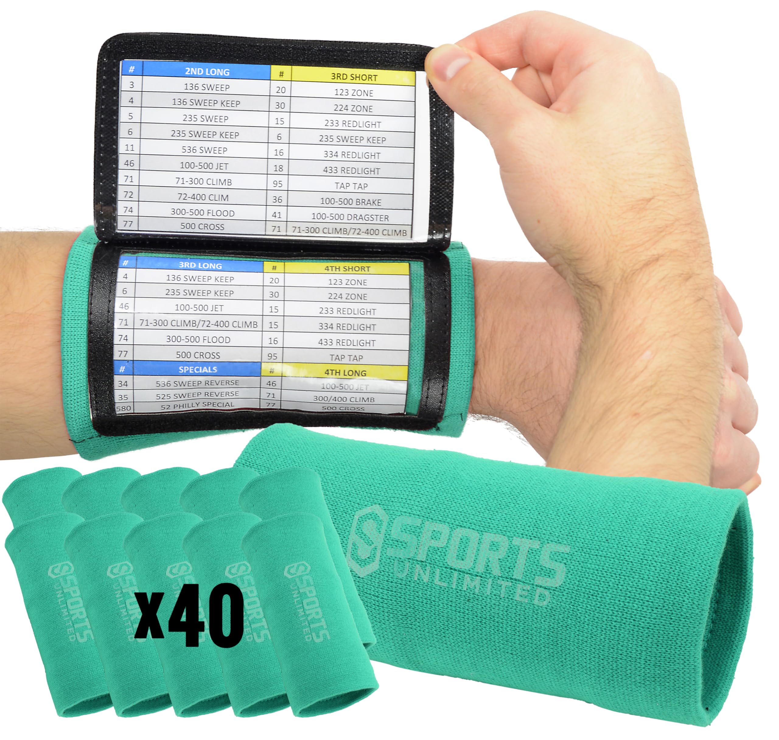Sports Unlimited Adult Triple Wrist Coach, Football Wristbands for Plays, Baseball Wristbands, QB Arm Bands