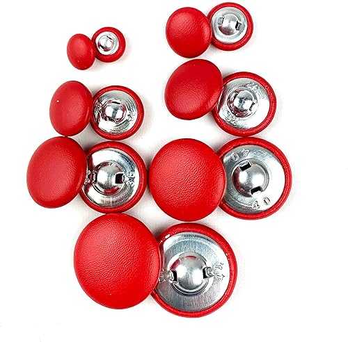 Miniatura 4 de Heyiwell 15 botones redondos cubiertos de cuero con vástago de metal, para vestidos de novia, camisas, vestidos, manualidades de costura (gris,