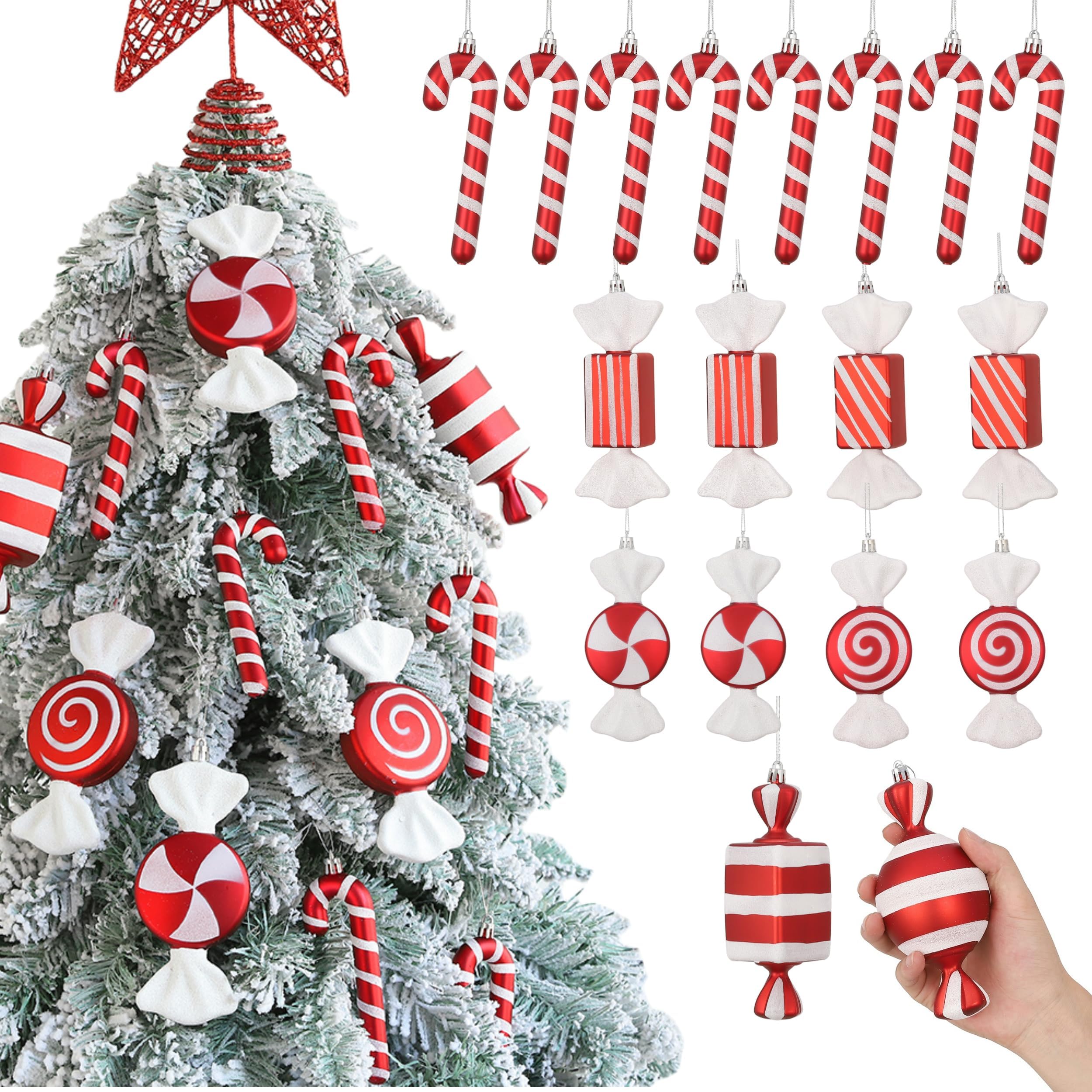 Amazon.com: Enanal Red and White Candy Cane Christmas Ornament