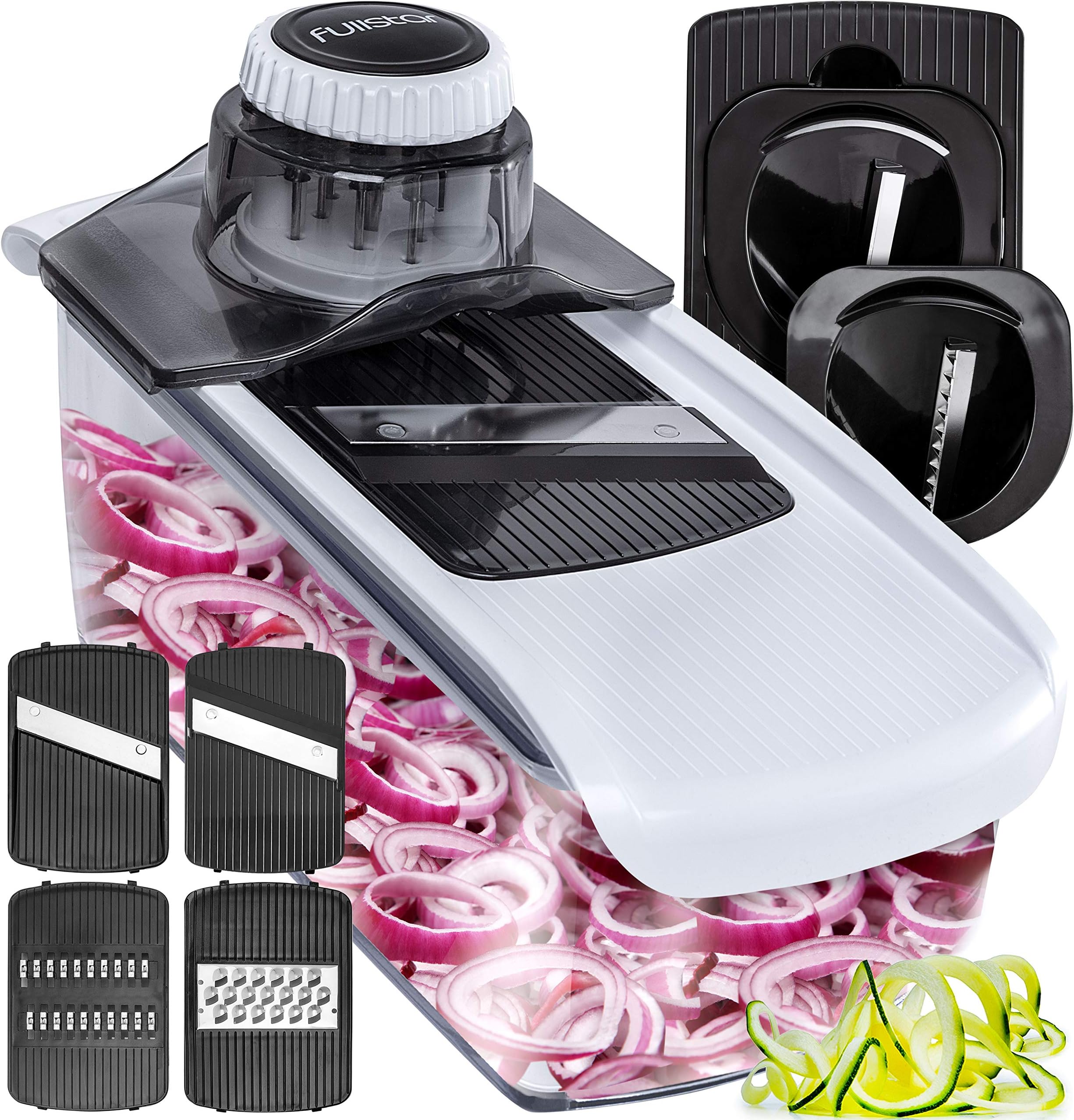 Fullstar Mandoline Slicer Spiralizer Vegetable Slicer - Cheese Slicer Food Slicer 6-in-1 Vegetable Spiralizer Potato Slicer Zoodle Maker BPA-Free Veggie Spiralizer Slicers for Fruits and Vegetables