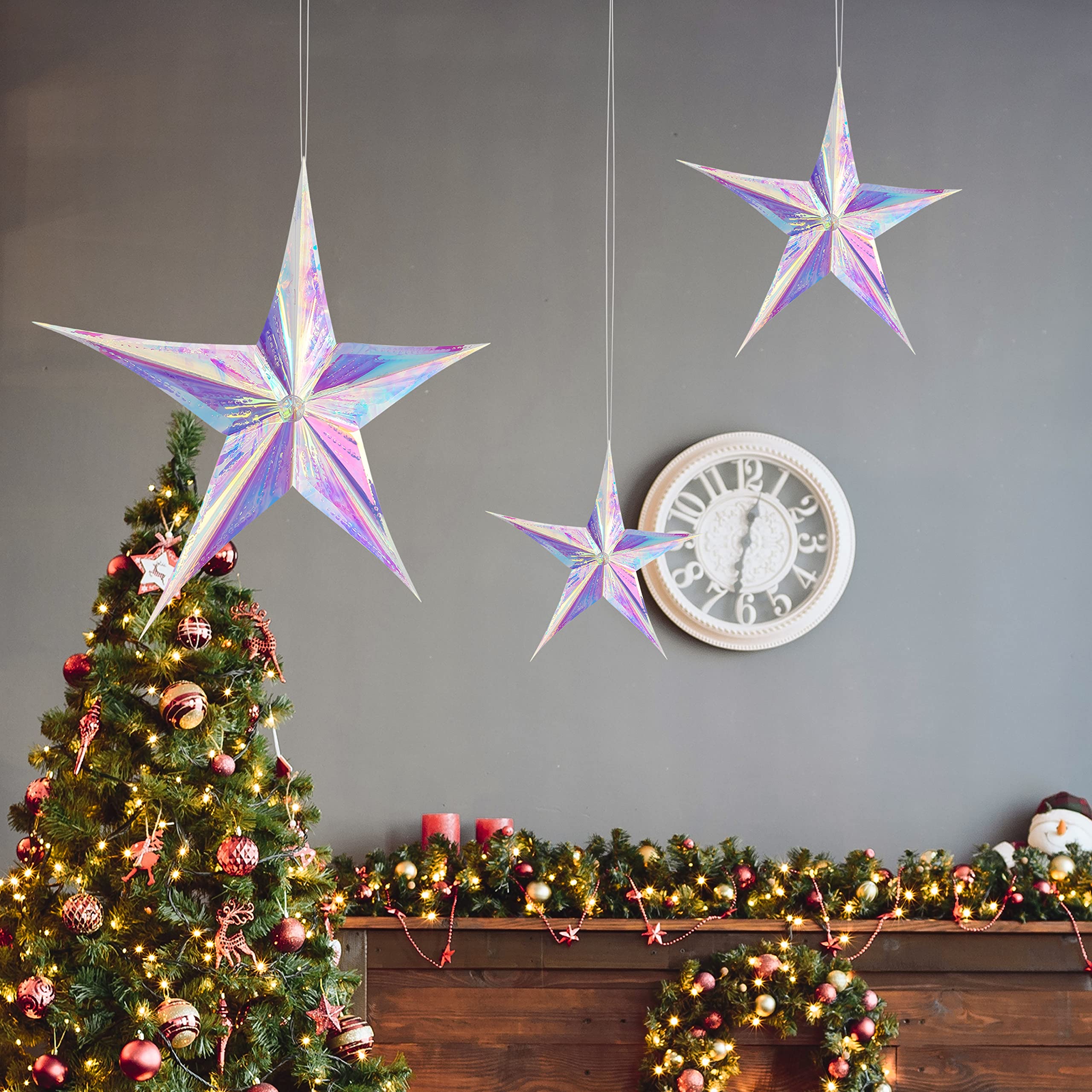 Octagonal Tree Riser Christmas Tree Riser POPETPOP 6-Pack Acrylic Star Ornaments ...